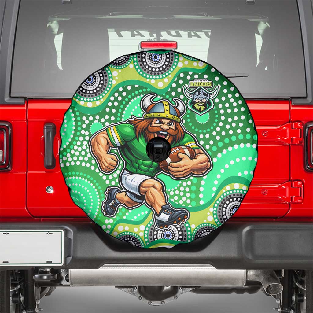 Canberra Raiders Spare Tire Cover Aboriginal Dot Pattern - Rugby Mascot Heritage Pride