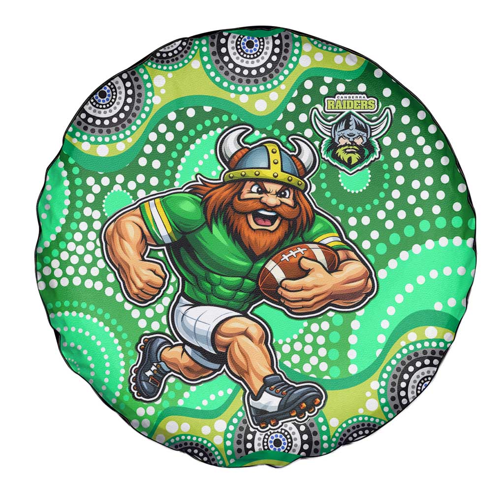 Canberra Raiders Spare Tire Cover Aboriginal Dot Pattern - Rugby Mascot Heritage Pride