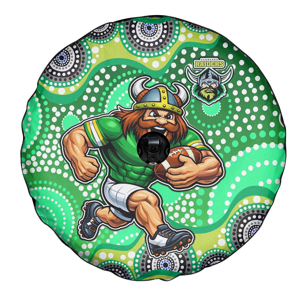Canberra Raiders Spare Tire Cover Aboriginal Dot Pattern - Rugby Mascot Heritage Pride