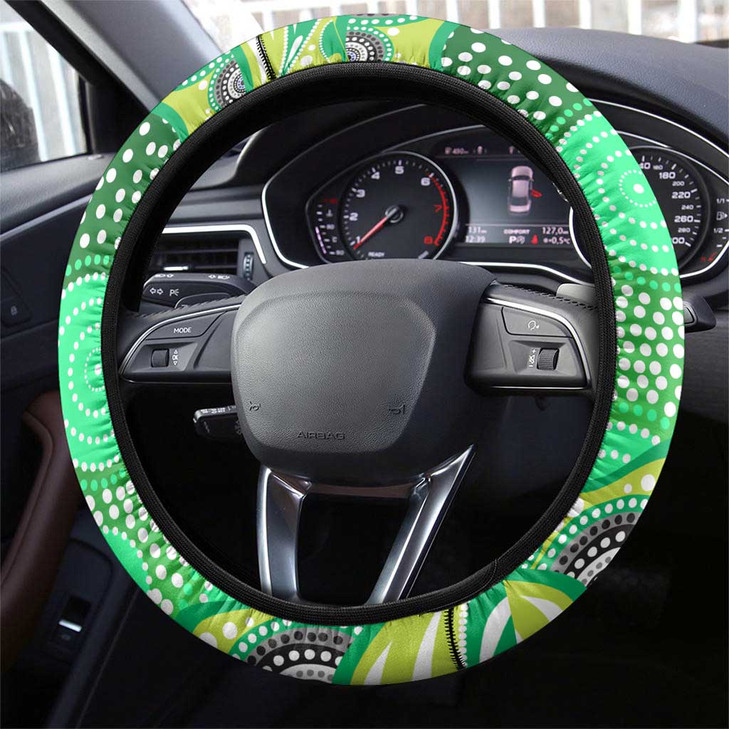 Canberra Raiders Steering Wheel Cover Aboriginal Dot Pattern - Rugby Mascot Heritage Pride