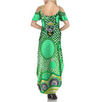 Canberra Raiders Summer Maxi Dress Aboriginal Dot Pattern - Rugby Mascot Heritage Pride