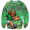 Canberra Raiders Sweatshirt Aboriginal Dot Pattern - Rugby Mascot Heritage Pride