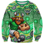 Canberra Raiders Sweatshirt Aboriginal Dot Pattern - Rugby Mascot Heritage Pride