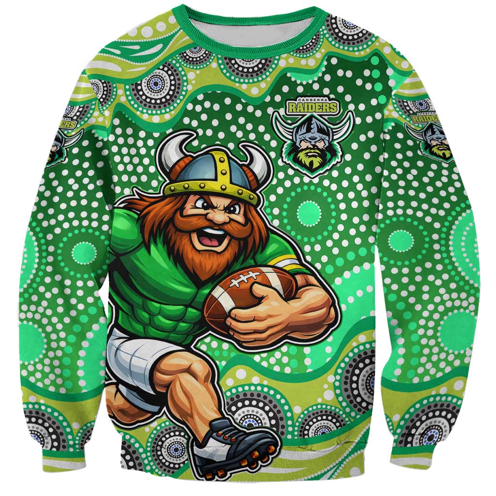 Canberra Raiders Sweatshirt Aboriginal Dot Pattern - Rugby Mascot Heritage Pride