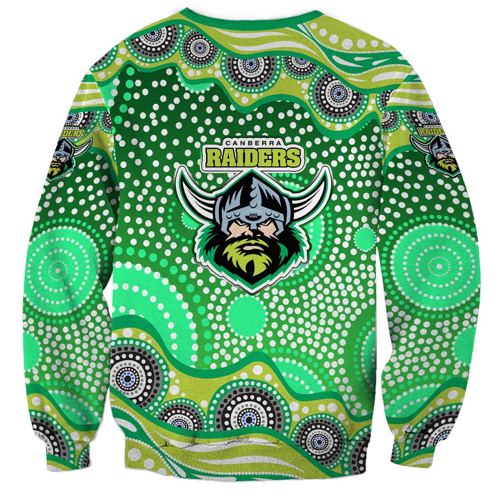 Canberra Raiders Sweatshirt Aboriginal Dot Pattern - Rugby Mascot Heritage Pride