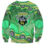 Canberra Raiders Sweatshirt Aboriginal Dot Pattern - Rugby Mascot Heritage Pride