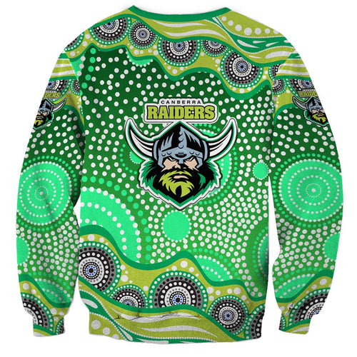 Canberra Raiders Sweatshirt Aboriginal Dot Pattern - Rugby Mascot Heritage Pride