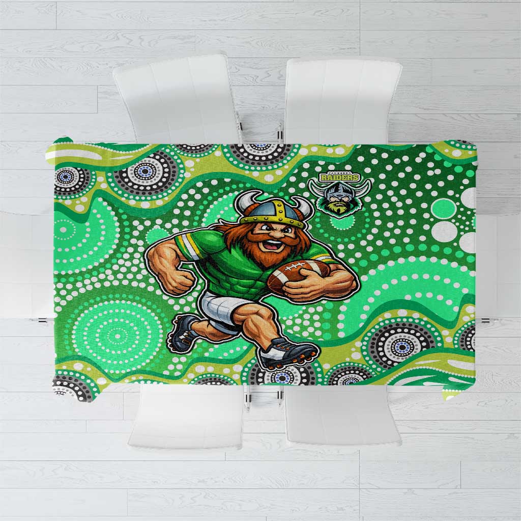 Canberra Raiders Tablecloth Aboriginal Dot Pattern - Rugby Mascot Heritage Pride