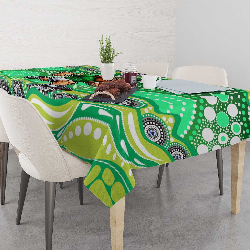 Canberra Raiders Tablecloth Aboriginal Dot Pattern - Rugby Mascot Heritage Pride