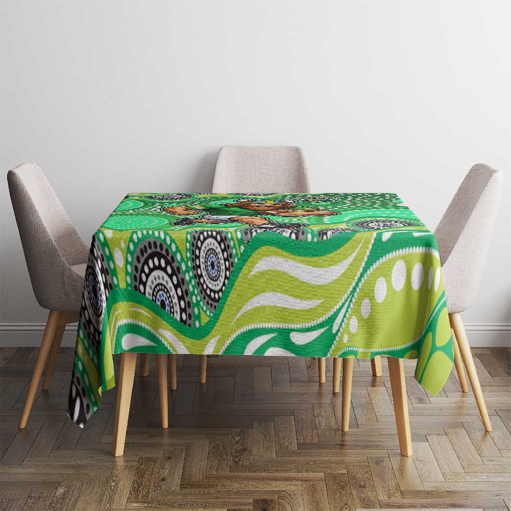 Canberra Raiders Tablecloth Aboriginal Dot Pattern - Rugby Mascot Heritage Pride