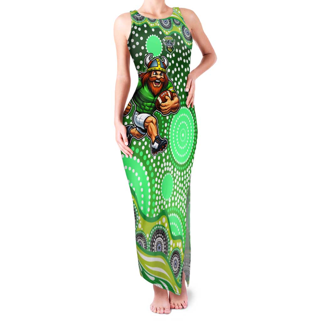 Canberra Raiders Tank Maxi Dress Aboriginal Dot Pattern - Rugby Mascot Heritage Pride