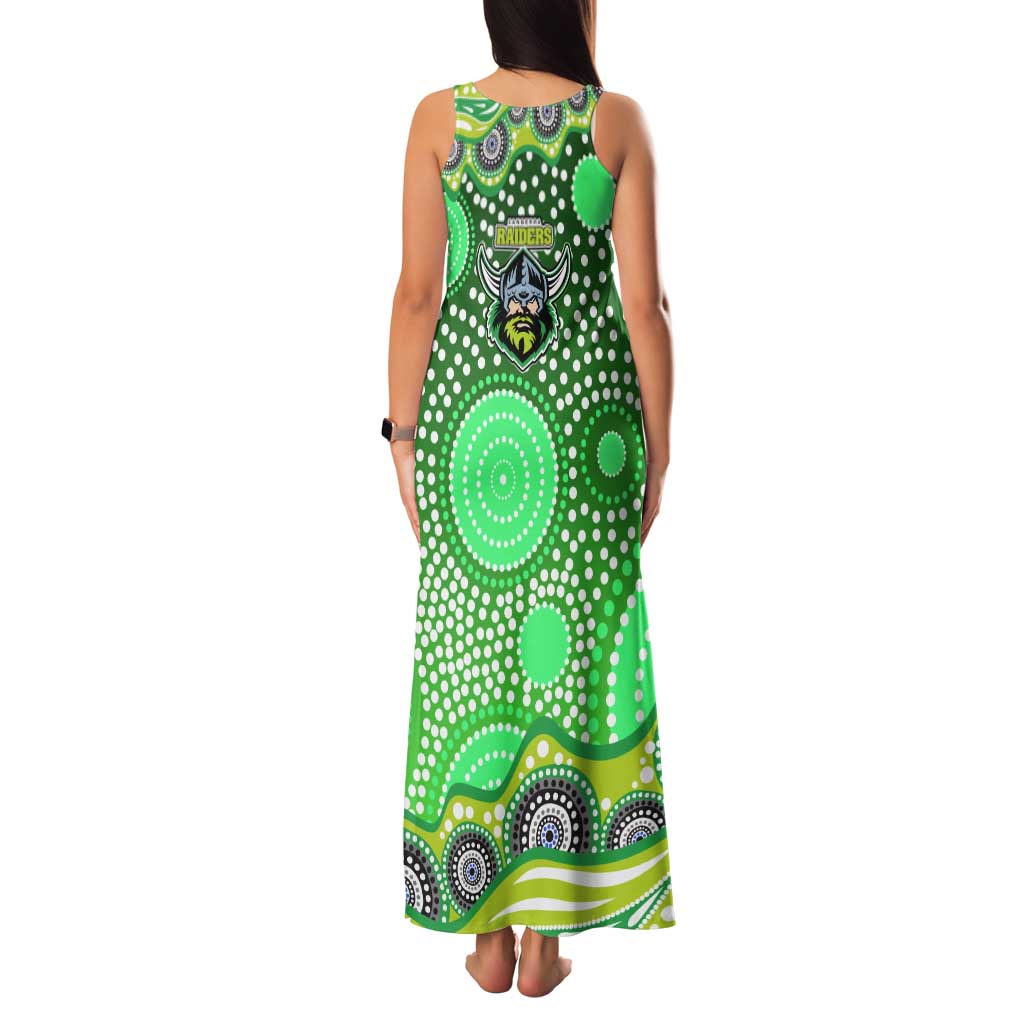 Canberra Raiders Tank Maxi Dress Aboriginal Dot Pattern - Rugby Mascot Heritage Pride