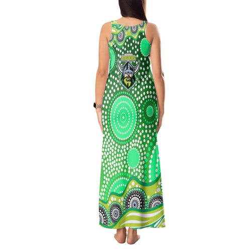 Canberra Raiders Tank Maxi Dress Aboriginal Dot Pattern - Rugby Mascot Heritage Pride