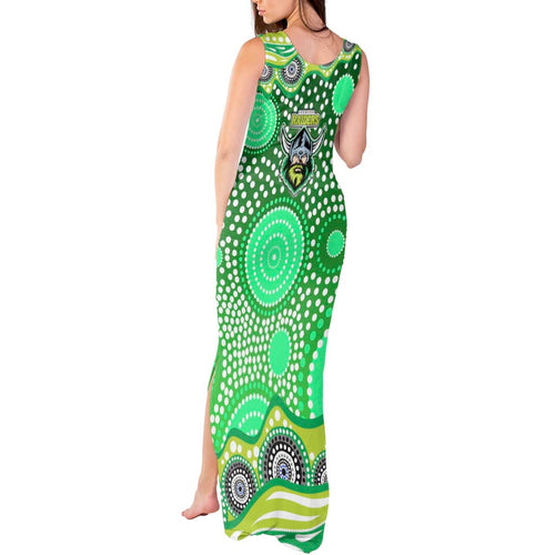 Canberra Raiders Tank Maxi Dress Aboriginal Dot Pattern - Rugby Mascot Heritage Pride