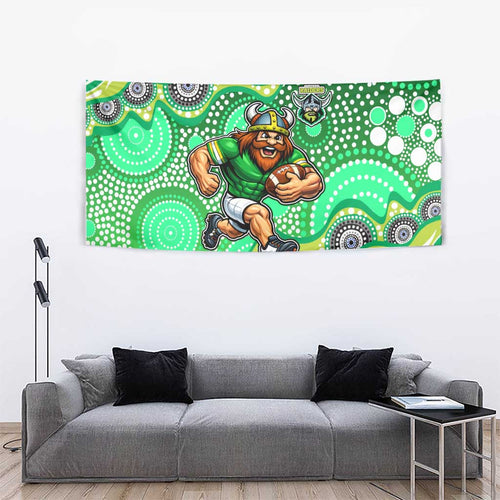 Canberra Raiders Tapestry Aboriginal Dot Pattern - Rugby Mascot Heritage Pride