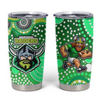 Canberra Raiders Tumbler Cup Aboriginal Dot Pattern - Rugby Mascot Heritage Pride