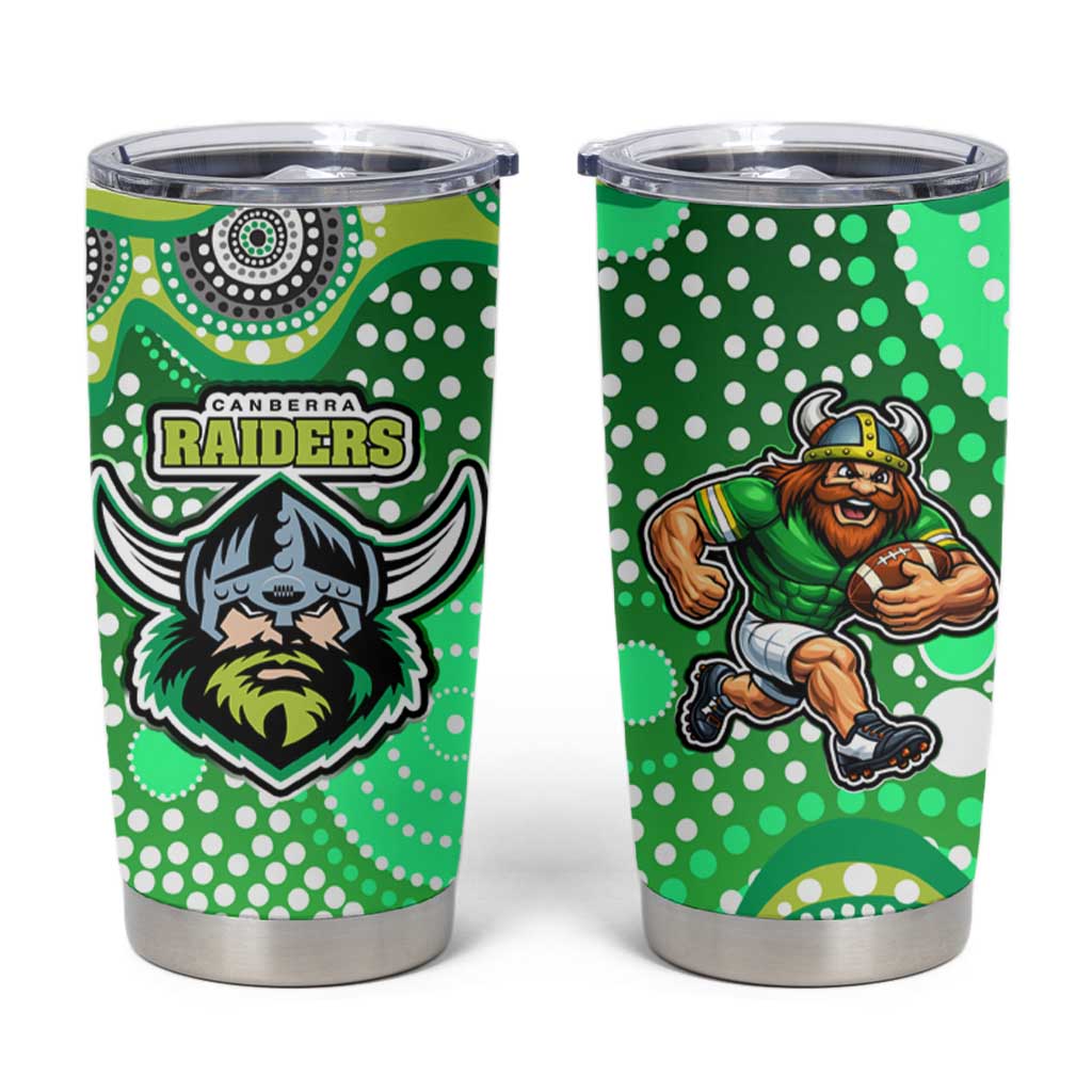 Canberra Raiders Tumbler Cup Aboriginal Dot Pattern - Rugby Mascot Heritage Pride