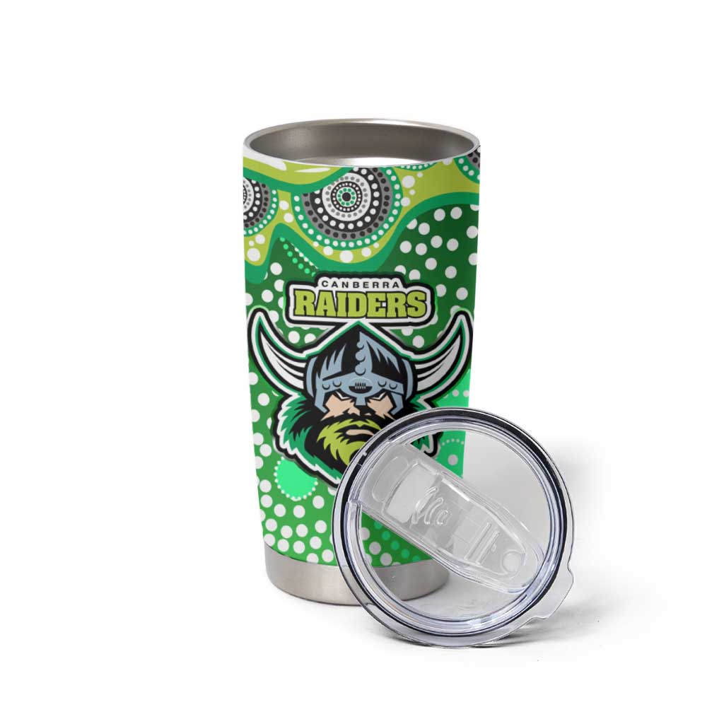 Canberra Raiders Tumbler Cup Aboriginal Dot Pattern - Rugby Mascot Heritage Pride