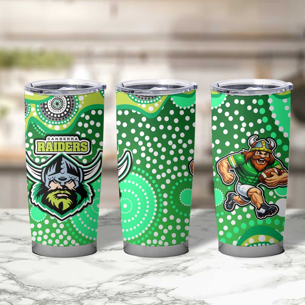 Canberra Raiders Tumbler Cup Aboriginal Dot Pattern - Rugby Mascot Heritage Pride