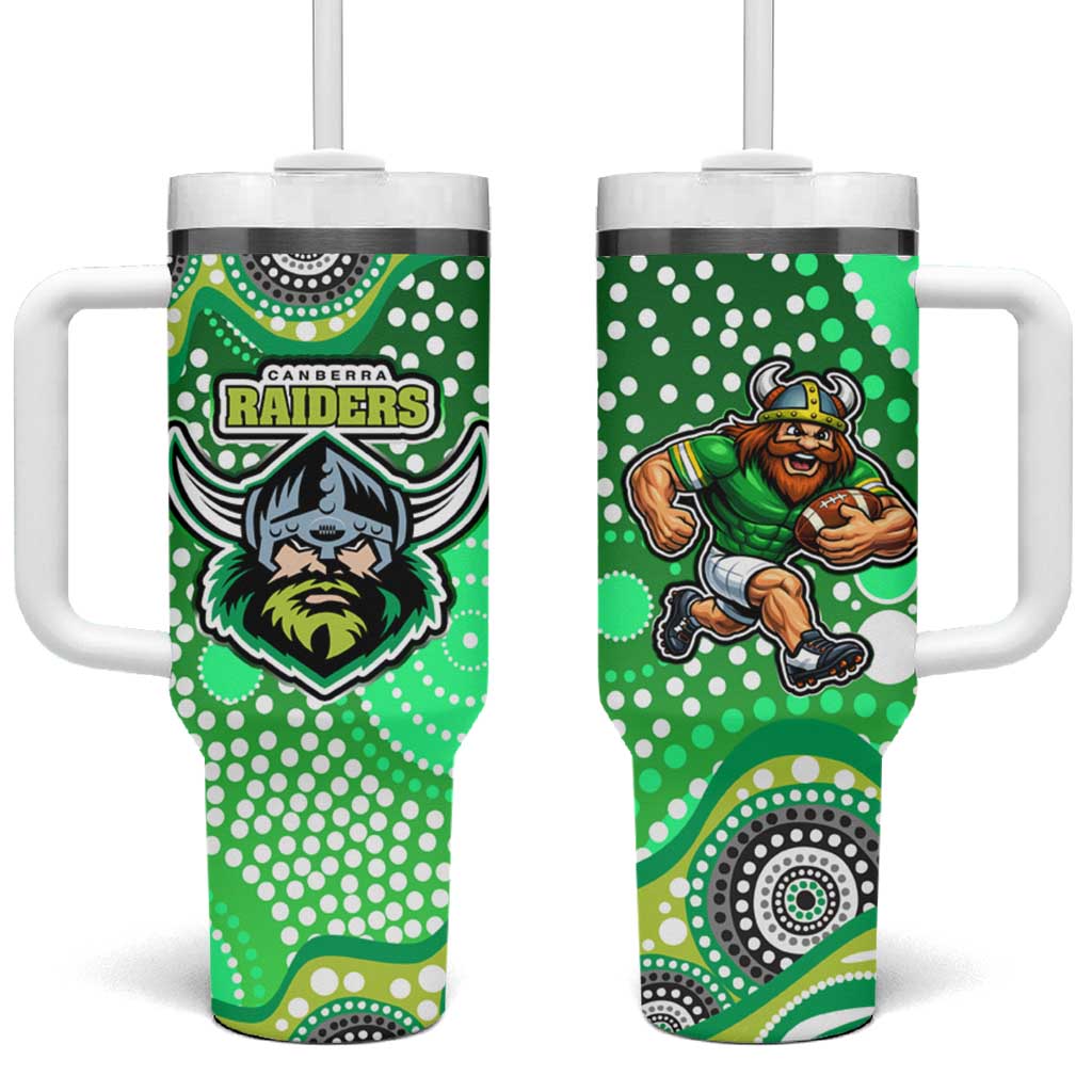 Canberra Raiders Tumbler With Handle Aboriginal Dot Pattern - Rugby Mascot Heritage Pride