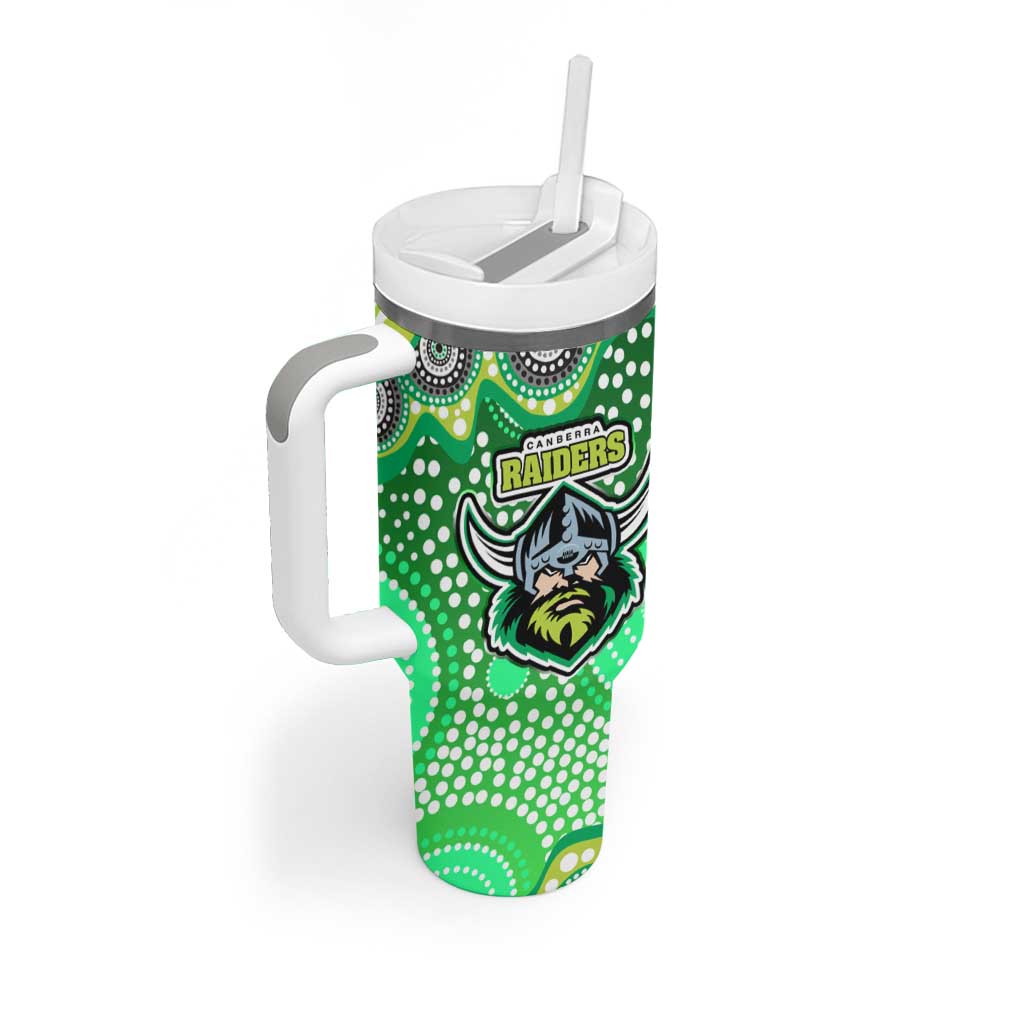 Canberra Raiders Tumbler With Handle Aboriginal Dot Pattern - Rugby Mascot Heritage Pride