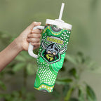 Canberra Raiders Tumbler With Handle Aboriginal Dot Pattern - Rugby Mascot Heritage Pride