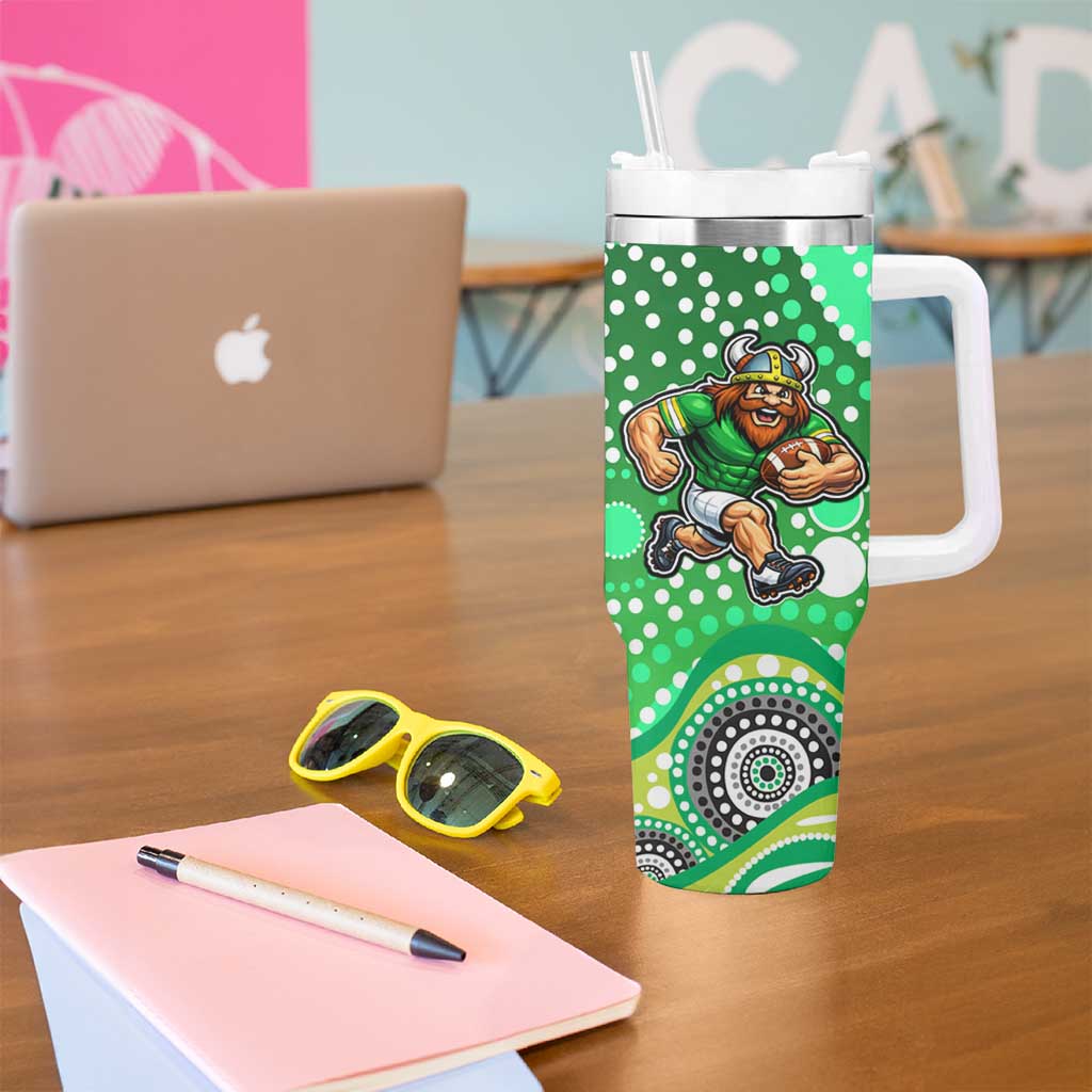 Canberra Raiders Tumbler With Handle Aboriginal Dot Pattern - Rugby Mascot Heritage Pride