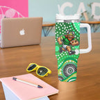Canberra Raiders Tumbler With Handle Aboriginal Dot Pattern - Rugby Mascot Heritage Pride