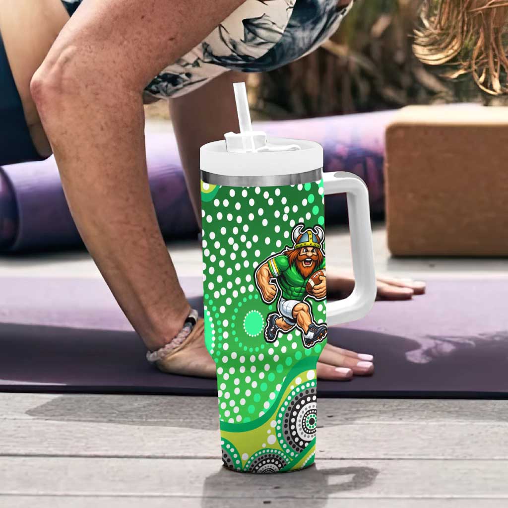 Canberra Raiders Tumbler With Handle Aboriginal Dot Pattern - Rugby Mascot Heritage Pride