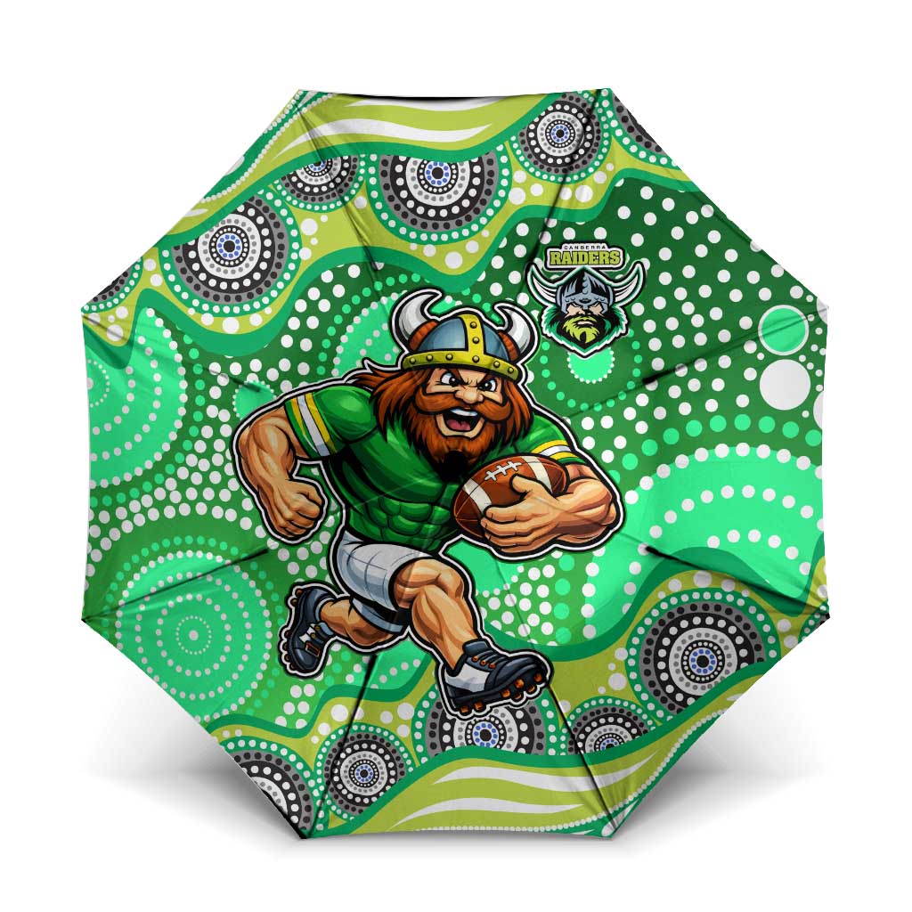Canberra Raiders Umbrella Aboriginal Dot Pattern - Rugby Mascot Heritage Pride