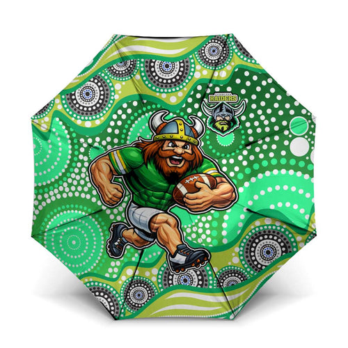 Canberra Raiders Umbrella Aboriginal Dot Pattern - Rugby Mascot Heritage Pride