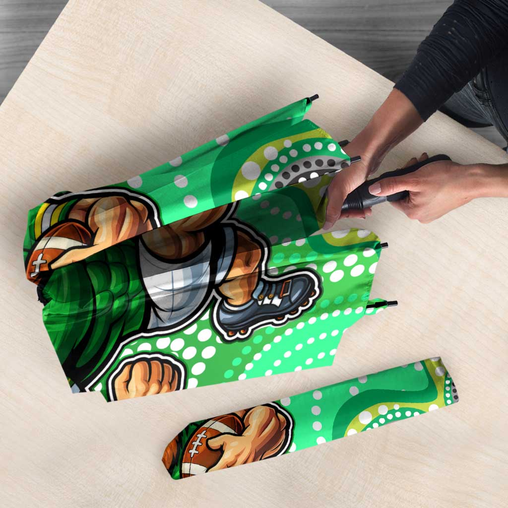 Canberra Raiders Umbrella Aboriginal Dot Pattern - Rugby Mascot Heritage Pride
