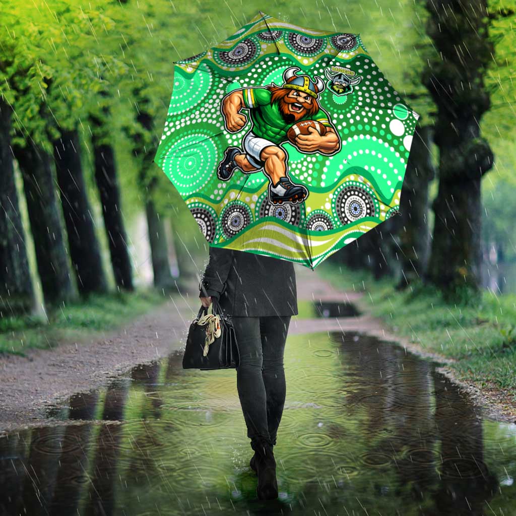 Canberra Raiders Umbrella Aboriginal Dot Pattern - Rugby Mascot Heritage Pride