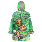 Canberra Raiders Wearable Blanket Hoodie Aboriginal Dot Pattern - Rugby Mascot Heritage Pride