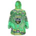 Canberra Raiders Wearable Blanket Hoodie Aboriginal Dot Pattern - Rugby Mascot Heritage Pride