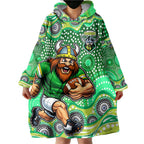 Canberra Raiders Wearable Blanket Hoodie Aboriginal Dot Pattern - Rugby Mascot Heritage Pride