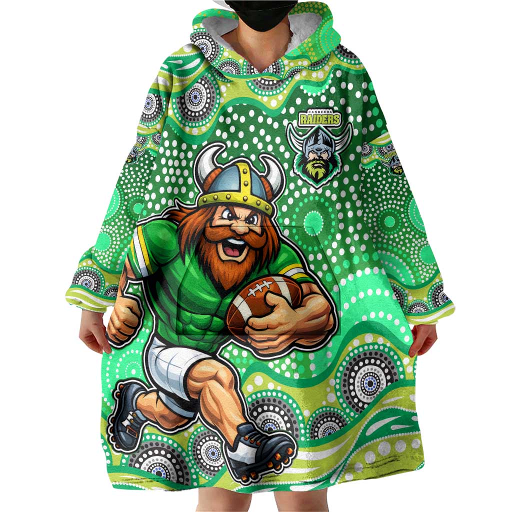 Canberra Raiders Wearable Blanket Hoodie Aboriginal Dot Pattern - Rugby Mascot Heritage Pride