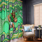 Canberra Raiders Window Curtain Aboriginal Dot Pattern - Rugby Mascot Heritage Pride