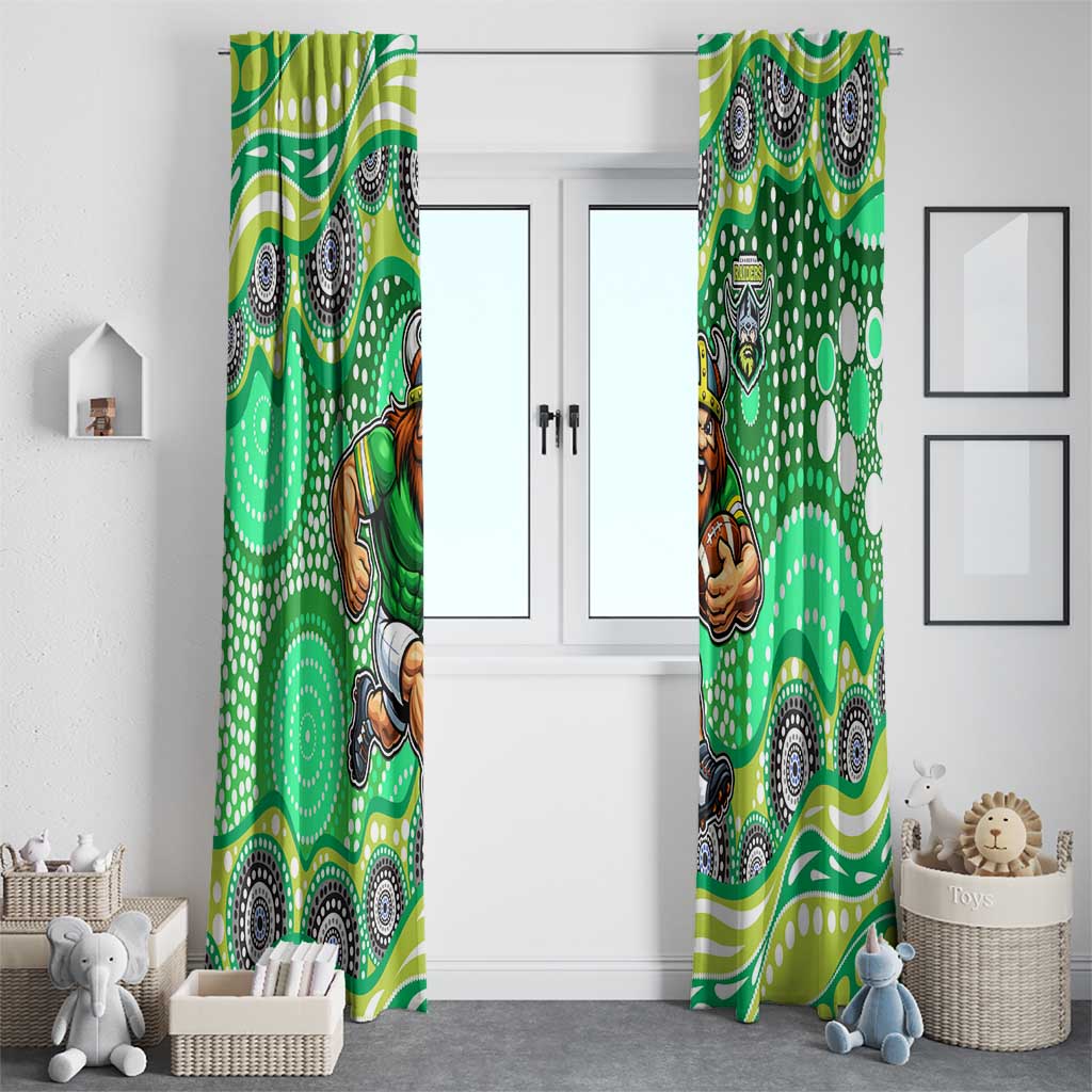Canberra Raiders Window Curtain Aboriginal Dot Pattern - Rugby Mascot Heritage Pride