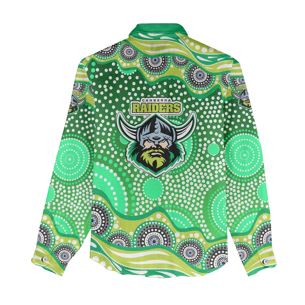 Canberra Raiders Women Casual Shirt Aboriginal Dot Pattern - Rugby Mascot Heritage Pride