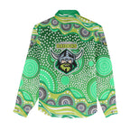 Canberra Raiders Women Casual Shirt Aboriginal Dot Pattern - Rugby Mascot Heritage Pride