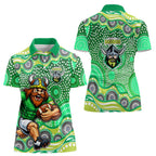 Canberra Raiders Women Polo Shirt Aboriginal Dot Pattern - Rugby Mascot Heritage Pride