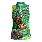 Canberra Raiders Women Sleeveless Polo Shirt Aboriginal Dot Pattern - Rugby Mascot Heritage Pride