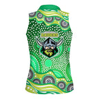 Canberra Raiders Women Sleeveless Polo Shirt Aboriginal Dot Pattern - Rugby Mascot Heritage Pride