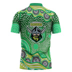 Canberra Raiders Zipper Polo Shirt Aboriginal Dot Pattern - Rugby Mascot Heritage Pride