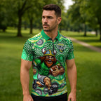 Canberra Raiders Zipper Polo Shirt Aboriginal Dot Pattern - Rugby Mascot Heritage Pride