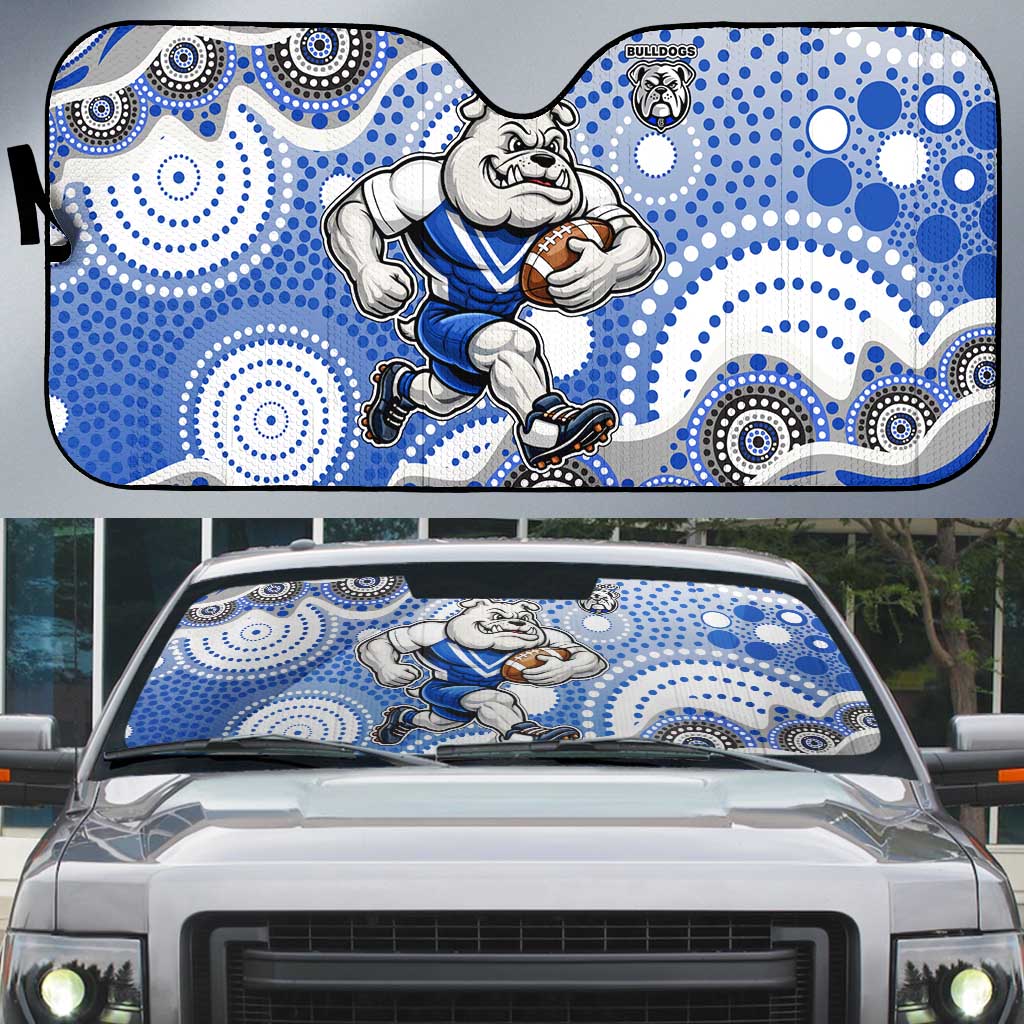 Canterbury-Bankstown Bulldogs Auto Sun Shade Aboriginal Dot Pattern - Rugby Mascot Heritage Pride