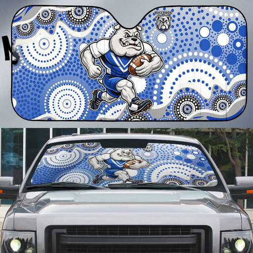 Canterbury-Bankstown Bulldogs Auto Sun Shade Aboriginal Dot Pattern - Rugby Mascot Heritage Pride