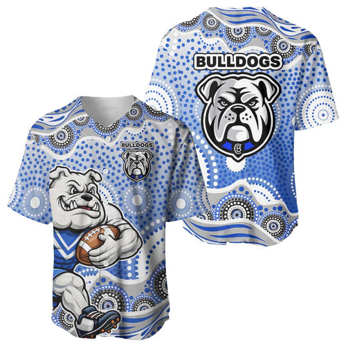 Canterbury-Bankstown Bulldogs Baseball Jersey Aboriginal Dot Pattern - Rugby Mascot Heritage Pride