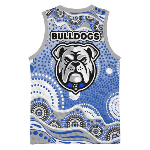 Canterbury-Bankstown Bulldogs Basketball Jersey Aboriginal Dot Pattern - Rugby Mascot Heritage Pride